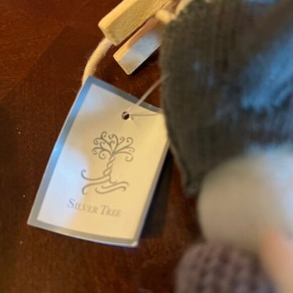 Felted Mouse Christmas Ornament On Skis With Knit Sweater & Hat By Silver Tree - Picture 3 of 7